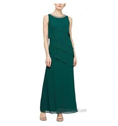 S.L. Fashions Women's Jewel-Strap Tiered Cocktail Dress (Petite and Regular)