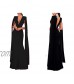 YHFDRESS Long Mermaid Formal Gown Doubel V Neck Prom Evening Dresses with Cape Sleeve
