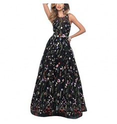 YSMei Women's Backless Long 3D Flower Prom Party Gown
