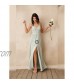 Alicepub V Neck Long Bridesmaid Dresses with Slit for Women Chiffon Maxi Dress Formal Evening Party