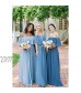 BONOYURY Women's A-line Chiffon Long Bridesmaid Dress Ruched Off The Shoulder Prom Evening Gown