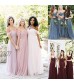 Fanciest Women's Off The Shoulder Tulle Long Bridesmaid Dresses 2021 Formal Wedding Party Dress