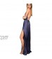 SheIn Women's Sexy Satin Deep V Neck Backless Maxi Party Evening Dress X-Small Solid Navy