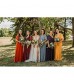 V Neck Bridesmaid Dresses Chiffon with Sleeves Long A Line Split Formal Gown