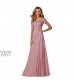 Women's V-Neck Lace Appliques Mother of The Bride Dress Beaded Chiffon Evening Gown with Sleeves