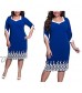 6XL 5XL Lace Patchwork Women Dress Autumn Style Plus Size Office Big Large Size Dress Casual Loose Blue Dresses
