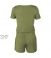 Artfish Women's Short Sleeve V Neck Soft Cotton Shorts Rompers Pajamas Lounge Jumpsuits with Pockets