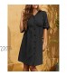 M.Nollby Womens Dress Summer Casual Tops Button Down Short Sleeves Loose Blouse Midi Dress