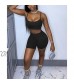 Sexy 2 Piece Club Outfits for Women- Textured Sleeveless Cami Crop Top + Shorts Set Bodycon Suit Clubwear Romper