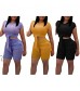 Women's Sexy 2 Piece Outfits Crop Top Bodycon High Waist Shorts Tracksuit Set Jumpsuits Rompers