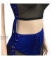 Women's Sexy Sleeveless Mesh Sheer See Through Club Party Two Piece Outfits Lace Up Crop Top Bodycon Shorts Set