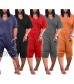 Xikerswo Women's V Neck Solid Rompers Short Sleeve Sexy Loose Playsuit Jumpsuit with Pockets