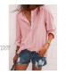 HOTAPEI Blouses for Women Casual V Neck Solid Color Fashion Work Long Sleeve Shirt Tops