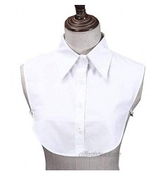 Juland Lady's Fake Collar Half Shirt Blouse Detachable False Collar OL Joker Shirt Decorative Collar Dickey Collar Cuff Cotton Choker Tie False Lapel Point– White
