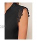 Milumia Women's Elegant Notch V Neck Sleeveless Blouse Guipure Lace Work Office Solid Top