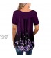 ONLYSHE Womens Casual Short Sleeve Shirts V Neck&U Neck Tops Button Up Tunic Floral Ruffle Blouse
