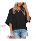 Sovelen Women's Summer Casual Crewneck 3/4 Sleeve T-Shirts Solid Color Loose Fit Cute Basic Tops Tees Blouses