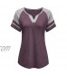 STYLEWORD Women' s V Neck Raglan Short Sleeve T Shirts Striped Summer Baseball Casual Blouse Tops