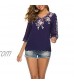 Summer V Neck Boho Embroidery Mexican Peasant Bohemian Casual Tops Floral Embroider Shirt Tunic Loose Blouses