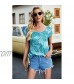 Twotwowin Women's Summer Floral Tops Burn-Out Short Sleeve T Shirts Cotton Casual Blouse