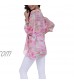 Vanbuy Women Summer Floral Printed Shirt Batwing Sleeve Top Chiffon Poncho Casual Loose Blouse