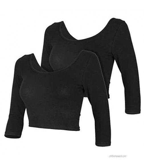 Womens Trendy Solid Color Basic Scooped Neck and Back Crop Top