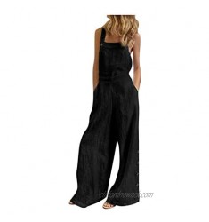 Aniywn Women's Jumpsuits Casual Long Rompers Wide Leg Baggy Bibs Overalls Pants Solid Color Overall Jumpsuit