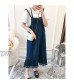 Flygo Women's Casual Denim Jean Jumpers Suspender Dresses Midi Length Pinafore Strap A-Line Overall Dress