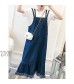 Flygo Women's Casual Denim Jean Jumpers Suspender Dresses Midi Length Pinafore Strap A-Line Overall Dress