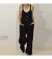 GLOA Women Casual Solid Color Buttons Pockets Cotton Linen Loose Jumpsuit Bib Overall Dungarees