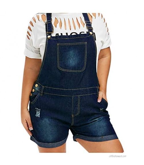 GLVSZ Womens Plus Size Overalls Sleeveless Casual Pockets Bodycon Shorts Sexy Nightclub Party Denim Jumpsuit Rompers