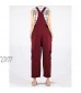 Himosyber Women's Solid Button Adjustable Bib Overalls Rompers with Cargo Pockets（WineRed-XL）