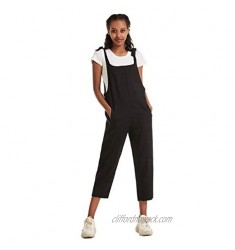 RK ROOKAY RK Women's Casual Bib Overalls with Pockets Tie Knot Shoulder Strap Jumpsuit Cropped Bib Rompers Pants 100% Cotton