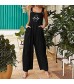 Womens Casual Fashion Summer Ethnic Style Solid Buttons Pocket Suspender Loose Jumpsuit Overalls Trousers Romper Pants