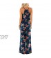 LACOZY Womens Casual Loose Sexy Elegant Jumpsuits V Neck Sleeveless Wide Leg Pants Jumpsuit Rompers Navy Blue Floral Medium
