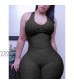 RIOJOY Womens Sexy Backless Jumpsuit Ruched Butt Lift Yoga Playsuit Gym Workout Romper Gym Texture Bodysuits
