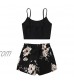 SweatyRocks Women's Two Piece Outfits Boho Floral Print Spaghetti Strap Cami Crop Top with Shorts Set