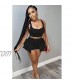 Women Sexy 2 Piece Outfits Sleeveless Spoon Neck Ruched Crop Tops Bodycon High Waist Drawstring Ruffle Shorts Sets Club Wear