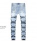 Leward Men's Blue Skinny Jeans Stretch Washed Slim Fit Straight Basic Denim Pencil Pants