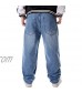 LUOBANIU Men's Loose Fit Baggy Hip Hop Cotton Denim Work Pants Straight Leg Jeans