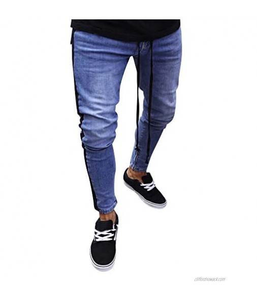 Men Jeans Daoroka Men's Plus Size Ripped Skinny Denim Slim Fit Straight Hiphop with Broken Holes Motorcycle Pants