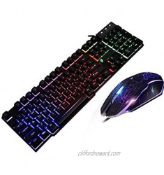 Wired Gaming Keyboard and Mouse Combo Rainbow LED RGB T6 Backlight USB Ergonomic Gaming Keyboard and Mouse Set for PC Laptop