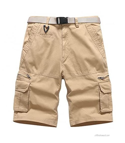 JYG Men's Cargo Shorts Relaxed Fit Multi-Pockets with Belt
