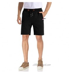 Lulucleaf Mens Shorts Casual Drawstring Elastic Waist Zipper Pockets