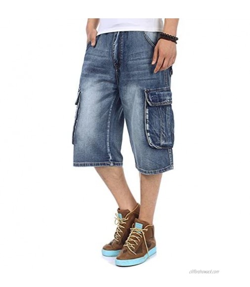Men's Light Denim Cargo Short Vintage Jeans