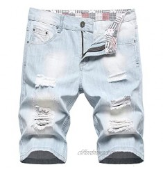 Men's Summer Ripped Distressed Destroyed Classic Fit Holes Fashion Casual Denim Jeans Shorts