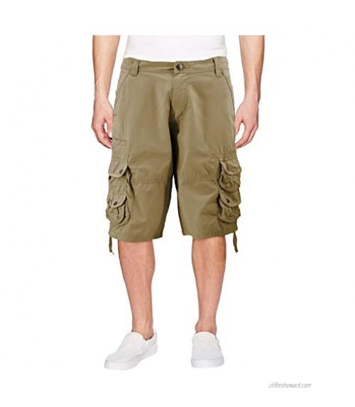 MSLM Men's Relaxed Fit Multi Pocket Cotton Casual Military Cargo Shorts