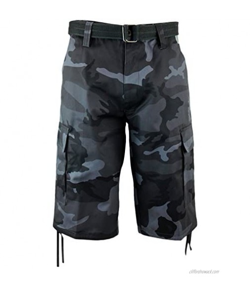 Regal Wear Mens Camouflage Cargo Shorts with Belt