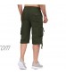 RIJING Men’s Lightweight Cotton Twill Cargo Shorts 3/4 Hiking Shorts Classic Fit Shorts with Multi Function Pockets
