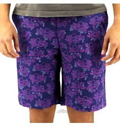 ROCK ATOLL Men's Colorful All Over Print Bold Patterned Flat Front Chino Shorts